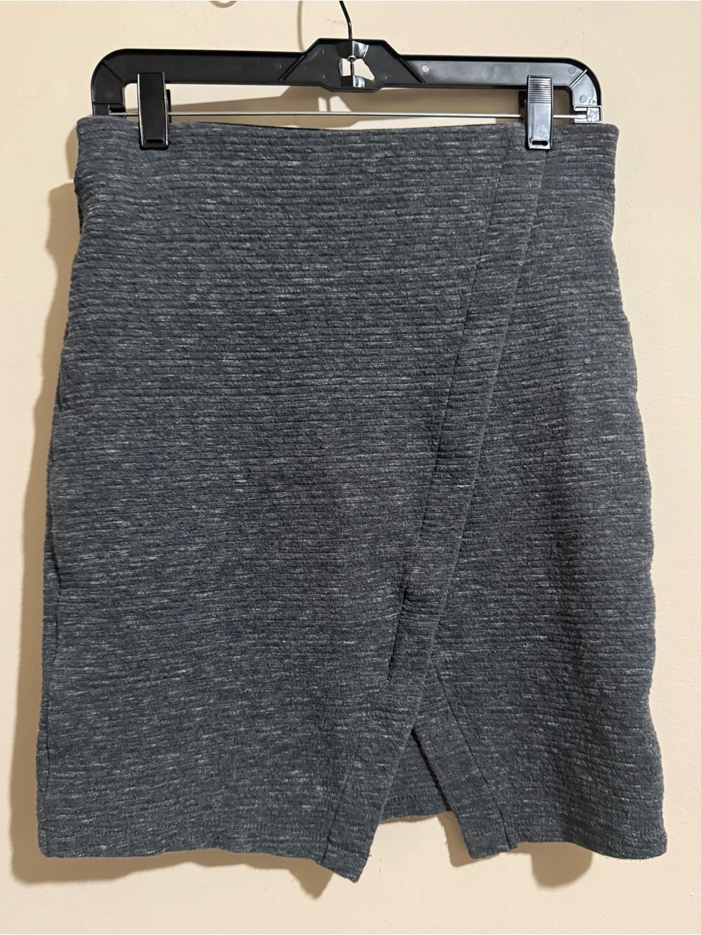 LOFT Charcoal Gray Mini Skirt with Subtle Wrap Detail